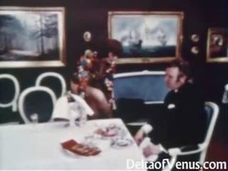 Antigo pagtatalik klip 1960s - mabuhok ripened buhok na kulay kape - mesa para tatlo